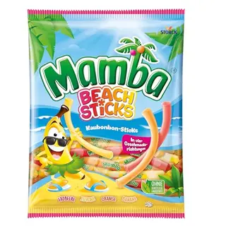 Mamba Beach Sticks – 160g – Fruchtige Kaubonbon-Stangen in vier Sorten – Süßigkeiten Mix