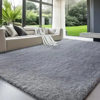 ZRSDIXKI Hochflor Teppich Wohnzimmer 120×180 cm Hellgrau