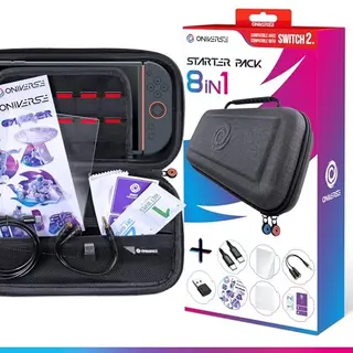 Oniverse Switch 2 Starter-Kit 8-in-1 mit Tasche, Bildschirmschutz, USB-C Kabel & Adapter, Audio-Splitter, Reinigungsset für Nintendo Switch 2