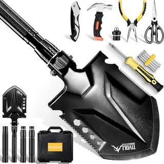 TIVOLI Klappspaten Outdoor-Set aus Stahl mit Zubehör für Camping und Survival