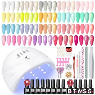 COSCELIA 37PCS Gel Nagellack Set mit 20 Farben, Base & Top Coat - Komplettes Gelnägel Starterset für Frauen
