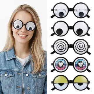 5 Stück Lustige Brillen, Schüttelt Augen Party Brille, Kulleraugen Brille