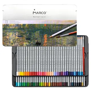 MARCO 7120 Buntstifte - 72 Farben - Sechskantige Holzstifte mit Pinsel - Praktisches Set für Anfänger
