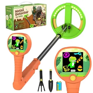 Greenrex Metalldetektor für Kinder, höhenverstellbar, mit LCD-Display, Ton & Lichtsignalen, leicht und lehrreich für Outdoor-Abenteuer