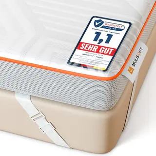 MULISOFT Topper 140x200cm, 7,5cm Gel Memory Foam, waschbar & atmungsaktiv, passend für Boxspringbett, Schlafsofa & Wohnwagen