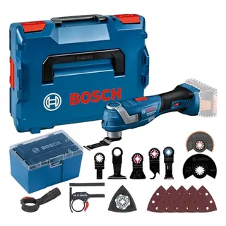 Bosch Professional 18V Multi-Cutter GOP 18V-34 inkl. Sägeblätter, Schleifplatten und L-BOXX