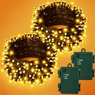 Gcstnn batteriebetriebene Lichterkette 10M 100LED warmweiß für Weihnachten, Innen & Außen, wasserfest, mit Timer