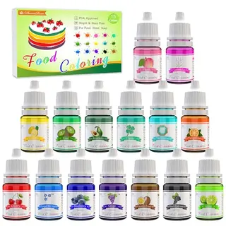Lebensmittelfarbe Set - 15 Hochkonzentrierte Farben für Kuchen, Kekse und DIY Projekte - 6ml Flaschen