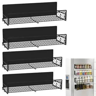 VGECEE Magnetisches Kühlschrankregal 4er-Pack - 2 große und 2 kleine Gewürzregale ohne Bohren