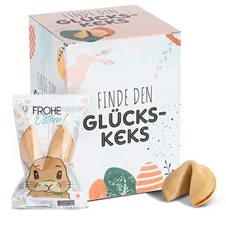 FOOD crew 12x Glückskekse Ostern - Einzeln verpackte vegane Süßigkeiten mit Sprüchen - Perfekte Ostergeschenke für Kinder