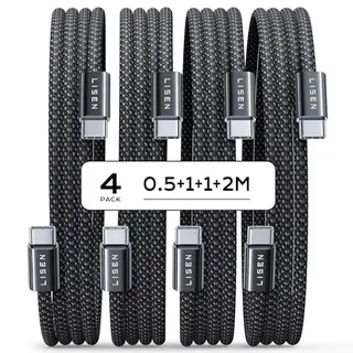 LISEN 60W USB C Kabel Set (4er Pack, 0,5M 1M 1M 2M) - Schnellladekabel für iPhone, Switch, Samsung, Pixel, MacBook
