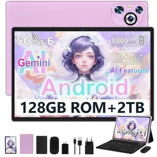 Dghrti 10 Zoll Tablet, 22GB RAM, 128GB Speicher, Octa-Core, 8000mAh, mit Tastatur & Maus, Lila