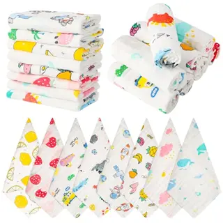 Kaisibum 8er Set Baby Musselin Waschlappen, 30x30cm - Weiche, atmungsaktive Gesichtstücher für Neugeborene