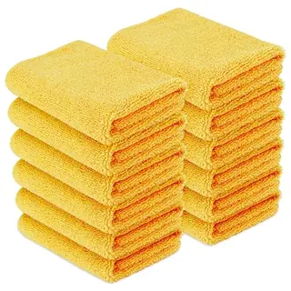 Amazon Basics Mikrofasertücher für Autos, 12 Stück, 40 x 40 cm Gelb