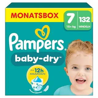 Pampers Baby-Dry Windeln Größe 7, 132 Stück für Babies 15kg+
