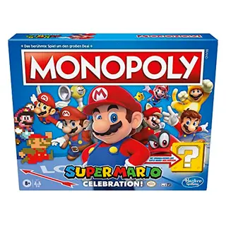 Monopoly Super Mario Celebration Brettspiel für Fans ab 8 Jahren mit Soundeffekten