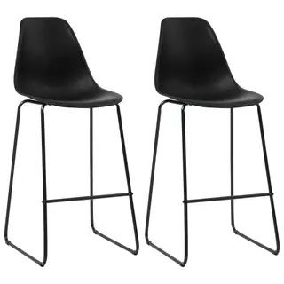 vidaXL 2x Barhocker Schwarz Kunststoff mit Metallbeinen, Tresenstühle, Küchenhocker, Thekenhocker, Barhocker