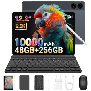TABWEE 12" Tablet mit Tastatur & Stift, 48 GB + 256 GB, 10000 mAh