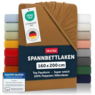 Blumtal® 2er Set Spannbettlaken 160x200x30cm aus Microfaser in Pumpkin Spice - Braun