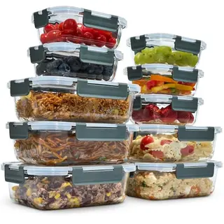 uandu Glasbehälter mit Deckel – 10-teiliges Meal Prep Set – BPA-frei & für Spülmaschine, Mikrowelle, Gefrierschrank geeignet