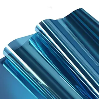 Linarun Spiegelfolie Selbstklebend - Sichtschutz & Sonnenschutzfolie, 99% UV-Schutz, 85% Wärmeisolierung, Blau-Silber 40x200cm