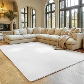 SIMPEX Weißer Teppich 200x280 cm, waschbar, rutschfest & weich, modern einfarbig für Wohnzimmer, Schlafzimmer, Küche & Kinderzimmer