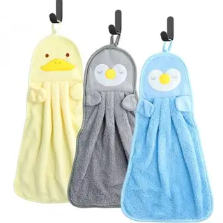 Litinliv 3er Set Kinder Handtücher - Süßes Tierdesign, Weiches Korallenvlies, Inkl. 3 Handtuchhaken
