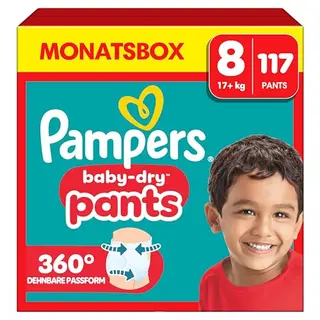 Pampers Baby-Dry Pants Größe 8, 117 Windeln - Optimaler Schutz für 17kg+