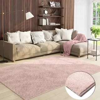 VIMODA Kurzflor Teppich für Wohnzimmer und Schlafzimmer, pflegeleicht, in Pink, 80x150 cm