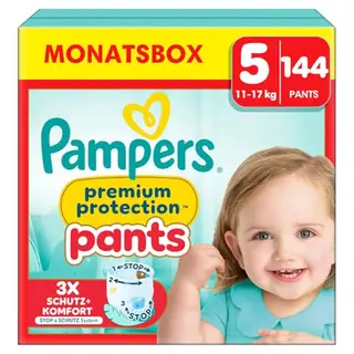 Pampers Premium Protection Pants Größe 5, 144 Windeln für besten Komfort und Schutz