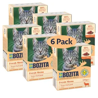 Bozita Häppchen in Sauce mit Lamm - 6x370g Getreidefreies Nassfutter für Katzen - Hochwertig & schmackhaft