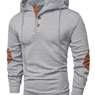 Elegancity Hoodie Herren Baumwolle Kapuzenpullover, casual, oversized, mit Kordelzug, Grau M