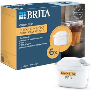 BRITA MAXTRA PRO Wasserfilterkartusche 6er-Pack – Kalkschutz, Ersatz für Kannen, schützt Geräte