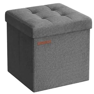 SONGMICS Faltbarer Aufbewahrungshocker 30x30 cm Dunkelgrau für Wohnzimmer, Schlafzimmer, bis 130 kg