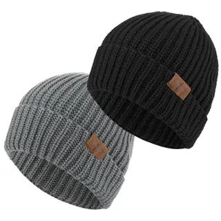 Halinuia 2er Pack Beanie Mütze Unisex, Dehnbare Strickmütze für Winter Outdoor
