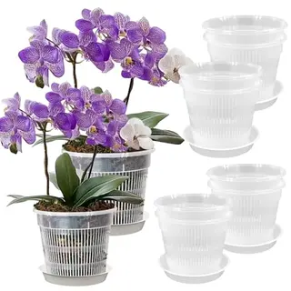 JNEYVIC Orchideentöpfe Transparent 14cm/16cm - 10 Stück Blumentöpfe für Orchideen und Sukkulenten
