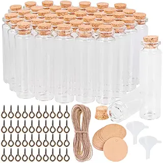 Cieex kleines Glasflasche Set mit Korken, Kraftpapier & Juteschnur, 40 x 20 ml