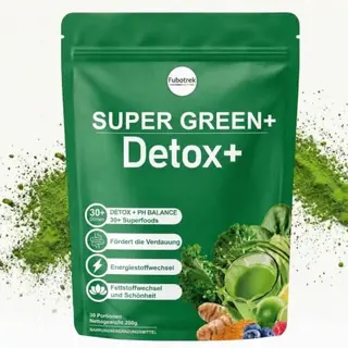 Grünes Entgiftungspulver 200g mit Spirulina, Weizengras & Matcha – Superfood mit Pflanzenstoffen, Ballaststoffen & makro/mikronährstoffen