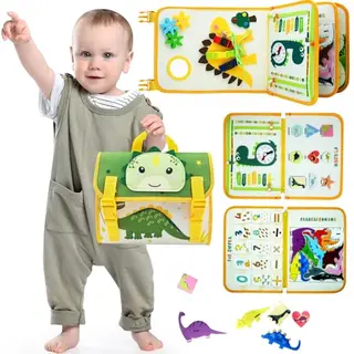 Almaxi Busy Board Deutsch, Montessori Spielzeug für Kleinkinder ab 2 Jahren, Dinosaurier Lernspielzeug, Geburtstagsgeschenk für Jungen und Mädchen