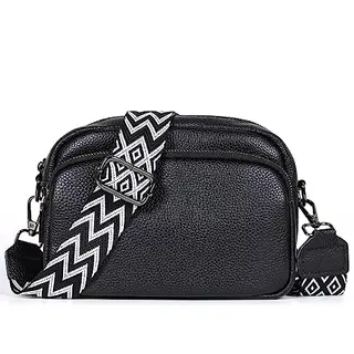 TANTOMI Damen Umhängetasche aus echtem Leder, moderne Crossbody Bag mit breitem Schultergurt für Alltag, Einkaufen und Reisen