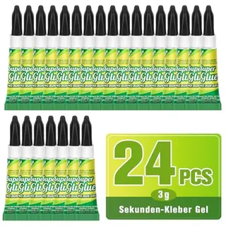 Sekundenkleber Extra Stark Gel – 24 × 3 g, wasserfest & transparent – ideal für Holz, Kunststoff, Schuhe, Porzellan & Modellbau