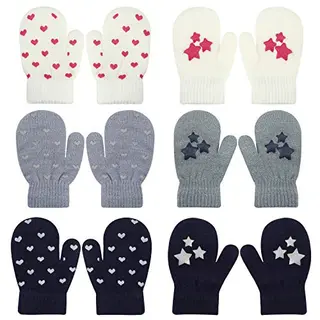 QKURT 6 Stück Kinderhandschuhe für 1-4 Jahre, Unisex, für den Winter