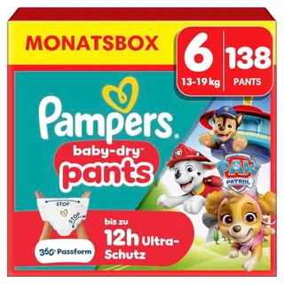 Pampers Baby-Dry Pants Paw Patrol Edition Größe 6, 138 Windeln, 360° Passform, verhindert Auslaufen