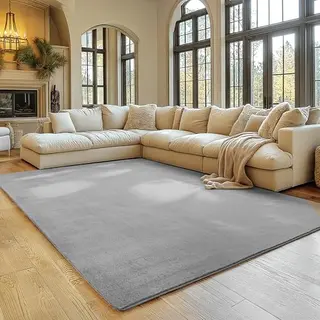 SIMPEX Teppich Silber 200x280 cm, waschbar, rutschfest & weich, modernes einfarbiges Design für Wohnzimmer, Schlafzimmer, Küche & Kinderzimmer