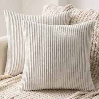 MIULEE 2er Set Kissenbezug 40x40 cm Kord Kissenhülle Sofakissen Beige