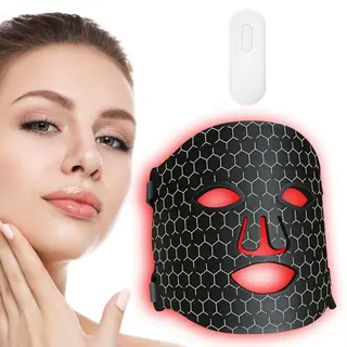 Rotlicht Maske für Gesicht, Wiederaufladbare LED Lichtmaske mit 7 Farben für Anti-Aging und Verjüngung