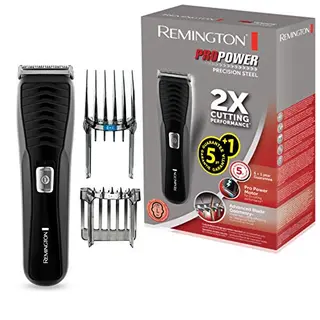 Remington Haarschneidemaschine HC7110, LED-Anzeige, Edelstahlklingen, 17 Längeneinstellungen + 2 Aufsteckkämme, Akku/Netz, Schwarz