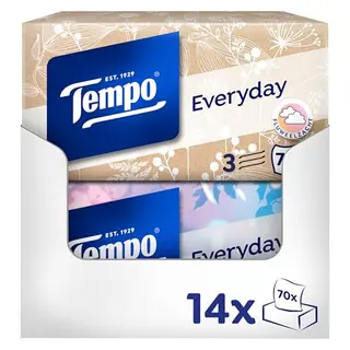 Tempo Light Box Taschentücher, 14er Pack, weiche und waschmaschinenfeste Papiertaschentücher