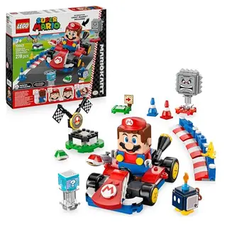 LEGO Mario Kart - Interaktives Mario & Standard-Kart - Nintendo Spielzeug - Rennstrecke mit Auto, 3 Figuren, Podium & Barrieren - Geschenk für Kinder ab 7 Jahren