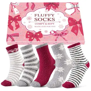 Niorasen Damen Kuschelsocken - 5 Paar, Flauschig und Warm, mit Geschenkbox